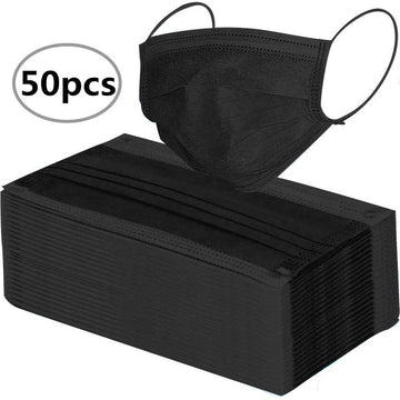 Black Disposable Face Masks - 50 Pack